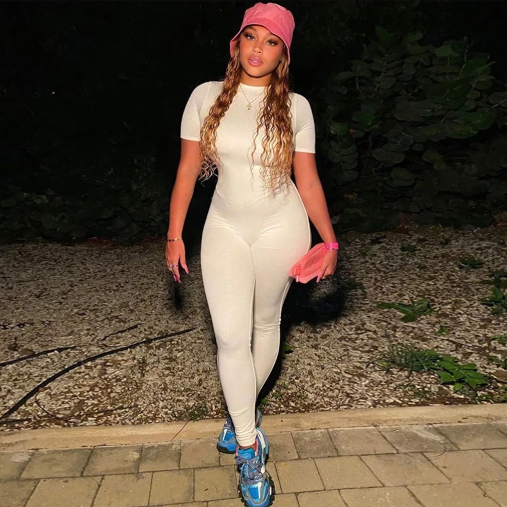 Short sleeve WHITE jumpsuit